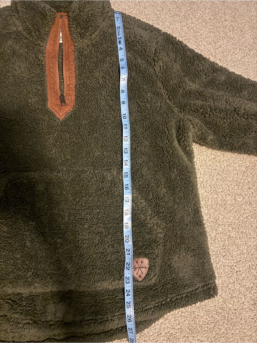 Legendary Whitetails Olive Sherpa Quarter-Zip Pullover with Tan Trim - Picture 3 of 5